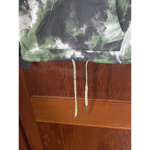 Mens Green Black White Tie Dye Sweatshirt Hoodie Drawstring Pocket S NWT - Picture 3 of 8